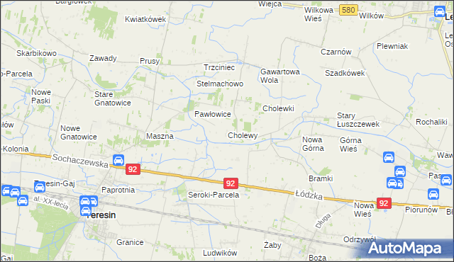mapa Cholewy gmina Błonie, Cholewy gmina Błonie na mapie Targeo