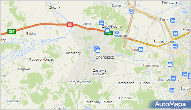 mapa Choroszcz, Choroszcz na mapie Targeo