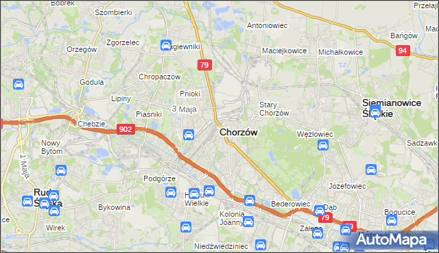 mapa Chorzów, Chorzów na mapie Targeo