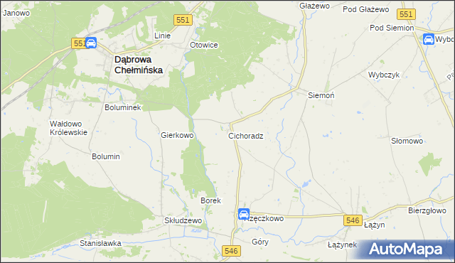 mapa Cichoradz, Cichoradz na mapie Targeo