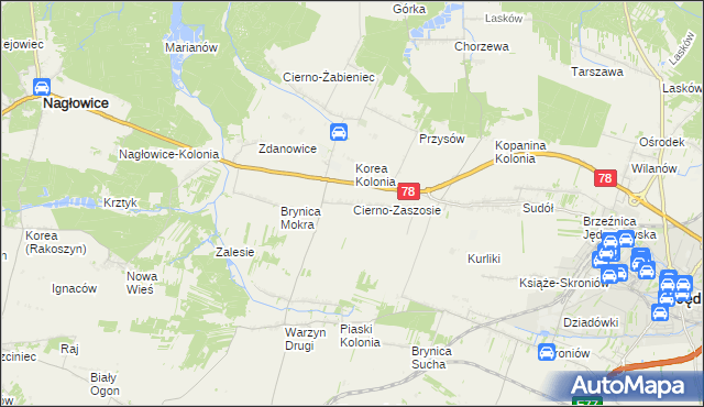 mapa Cierno-Zaszosie, Cierno-Zaszosie na mapie Targeo