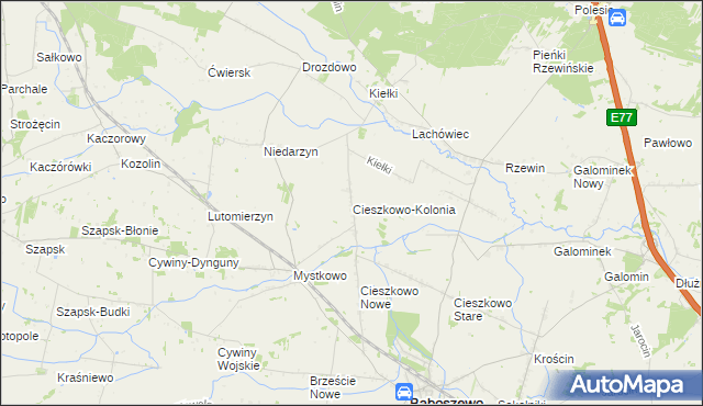 mapa Cieszkowo-Kolonia, Cieszkowo-Kolonia na mapie Targeo