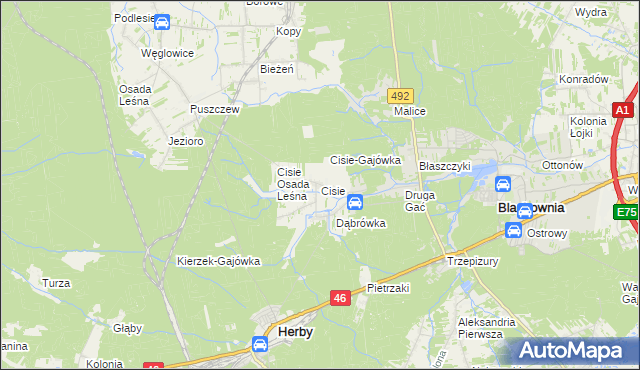 mapa Cisie gmina Blachownia, Cisie gmina Blachownia na mapie Targeo