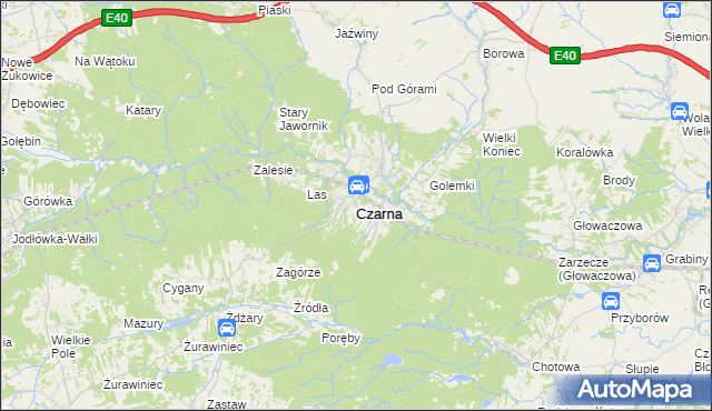 mapa Czarna powiat dębicki, Czarna powiat dębicki na mapie Targeo