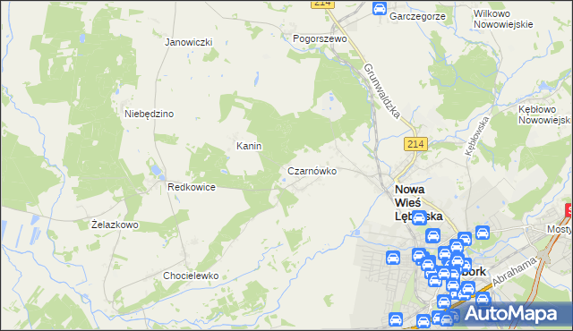 mapa Czarnówko gmina Nowa Wieś Lęborska, Czarnówko gmina Nowa Wieś Lęborska na mapie Targeo