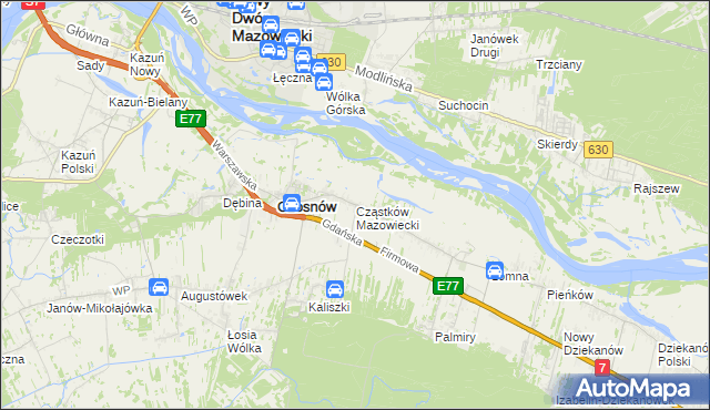 mapa Cząstków Mazowiecki, Cząstków Mazowiecki na mapie Targeo