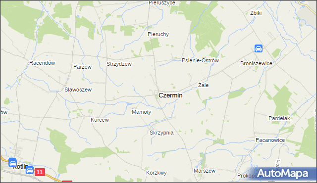 mapa Czermin powiat pleszewski, Czermin powiat pleszewski na mapie Targeo
