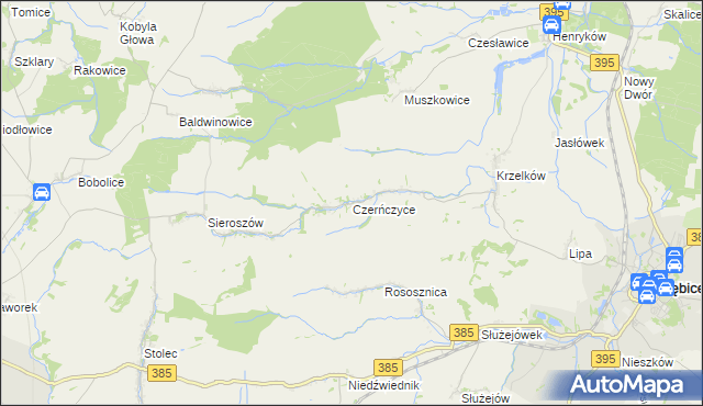 mapa Czerńczyce gmina Ziębice, Czerńczyce gmina Ziębice na mapie Targeo