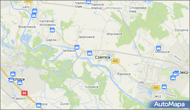mapa Czernica powiat wrocławski, Czernica powiat wrocławski na mapie Targeo