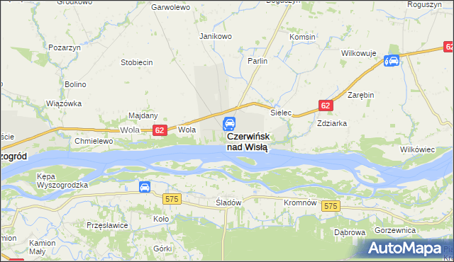 mapa Czerwińsk nad Wisłą, Czerwińsk nad Wisłą na mapie Targeo