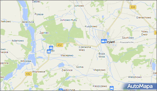 mapa Czerwona Wieś, Czerwona Wieś na mapie Targeo