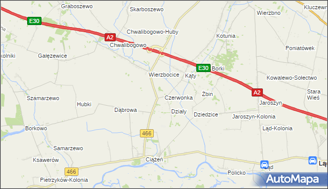 mapa Czerwonka gmina Słupca, Czerwonka gmina Słupca na mapie Targeo