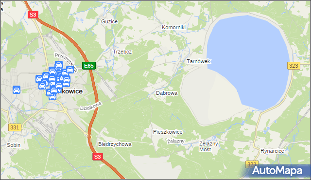 mapa Dąbrowa gmina Polkowice, Dąbrowa gmina Polkowice na mapie Targeo