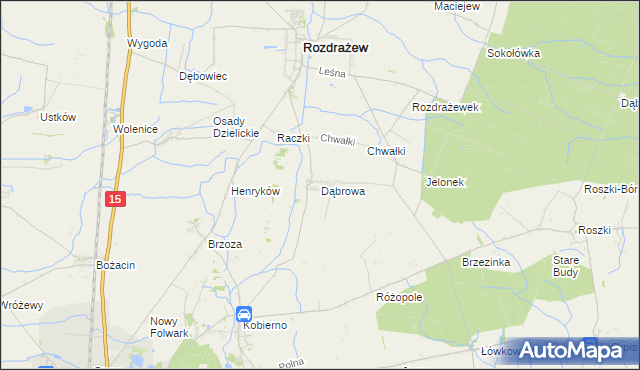 mapa Dąbrowa gmina Rozdrażew, Dąbrowa gmina Rozdrażew na mapie Targeo