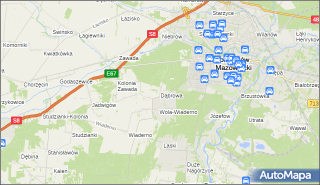 mapa Dąbrowa gmina Tomaszów Mazowiecki, Dąbrowa gmina Tomaszów Mazowiecki na mapie Targeo