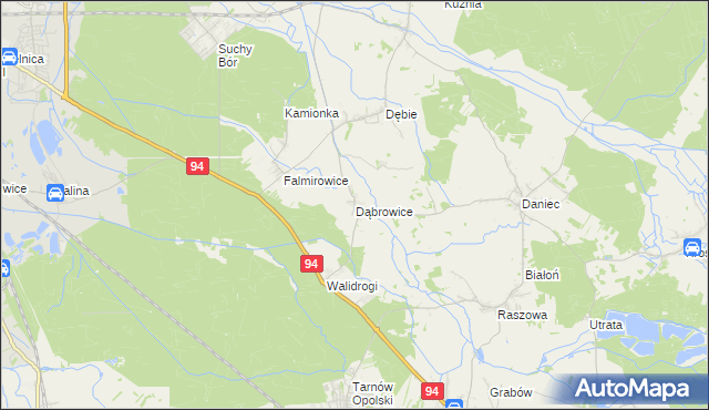 mapa Dąbrowice gmina Chrząstowice, Dąbrowice gmina Chrząstowice na mapie Targeo