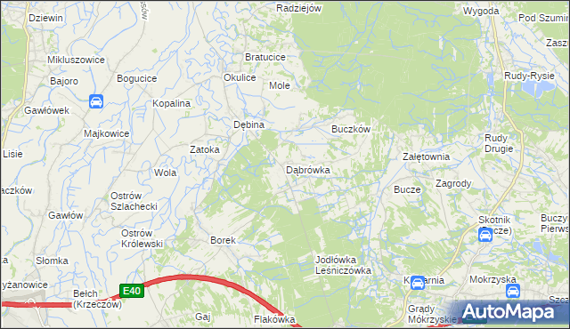 mapa Dąbrówka gmina Rzezawa, Dąbrówka gmina Rzezawa na mapie Targeo