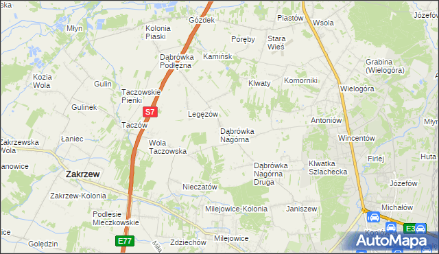 mapa Dąbrówka Nagórna, Dąbrówka Nagórna na mapie Targeo