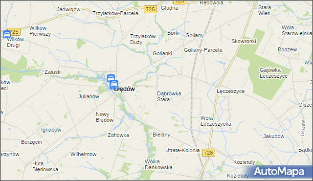 mapa Dąbrówka Stara, Dąbrówka Stara na mapie Targeo