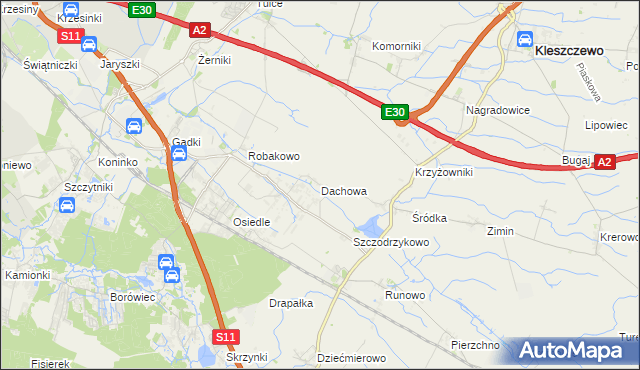 mapa Dachowa gmina Kórnik, Dachowa gmina Kórnik na mapie Targeo