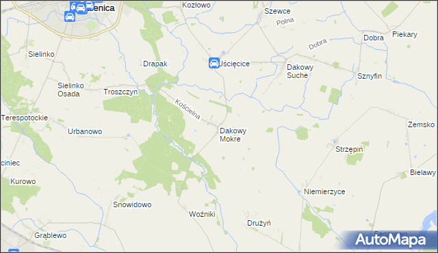 mapa Dakowy Mokre, Dakowy Mokre na mapie Targeo