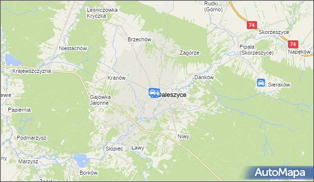 mapa Daleszyce, Daleszyce na mapie Targeo