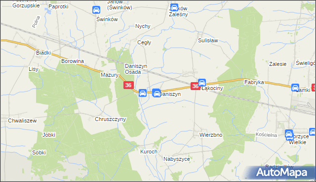 mapa Daniszyn, Daniszyn na mapie Targeo