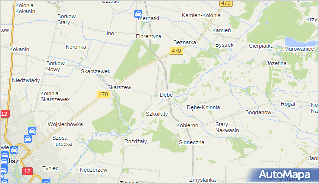 mapa Dębe gmina Żelazków, Dębe gmina Żelazków na mapie Targeo