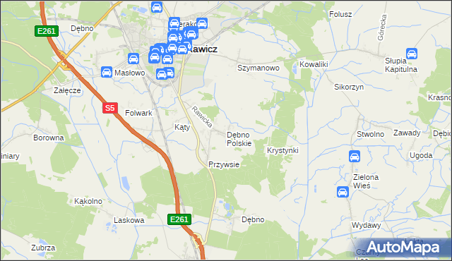 mapa Dębno Polskie, Dębno Polskie na mapie Targeo