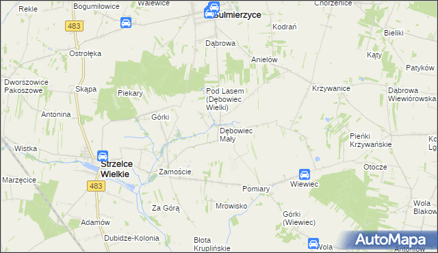 mapa Dębowiec Mały, Dębowiec Mały na mapie Targeo