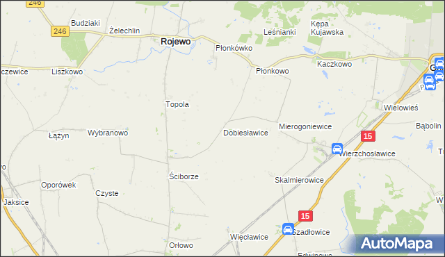 mapa Dobiesławice gmina Rojewo, Dobiesławice gmina Rojewo na mapie Targeo