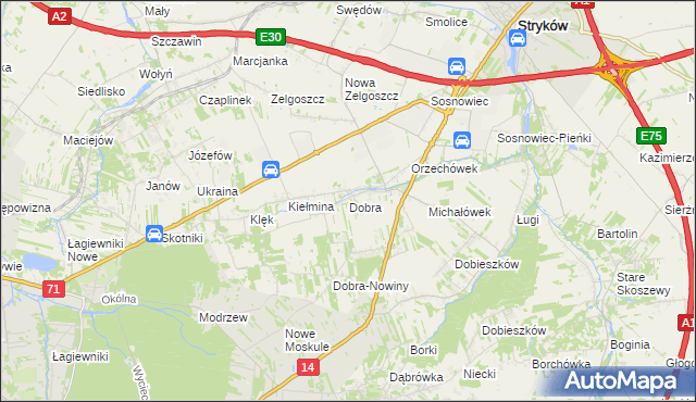 mapa Dobra gmina Stryków, Dobra gmina Stryków na mapie Targeo