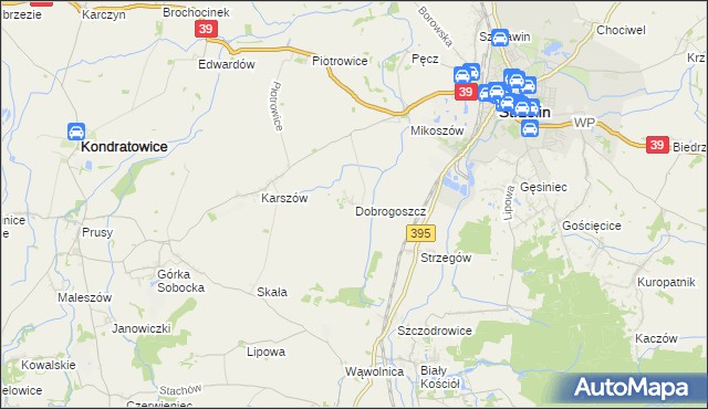 mapa Dobrogoszcz gmina Strzelin, Dobrogoszcz gmina Strzelin na mapie Targeo