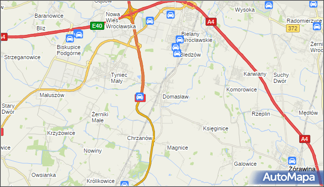 mapa Domasław, Domasław na mapie Targeo