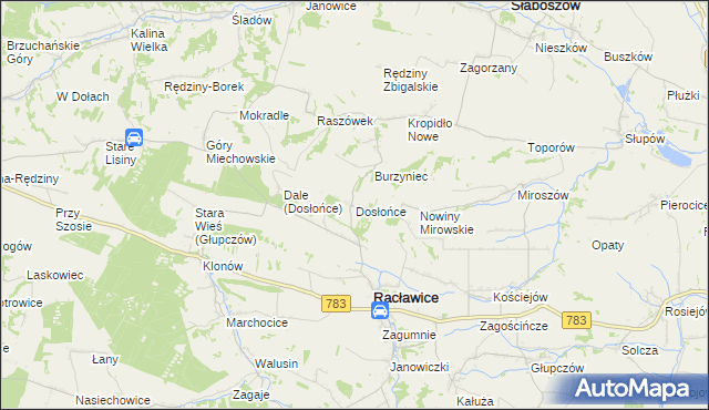 mapa Dosłońce, Dosłońce na mapie Targeo
