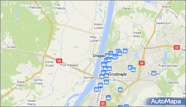 mapa Dragacz, Dragacz na mapie Targeo