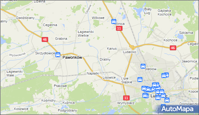 mapa Draliny, Draliny na mapie Targeo