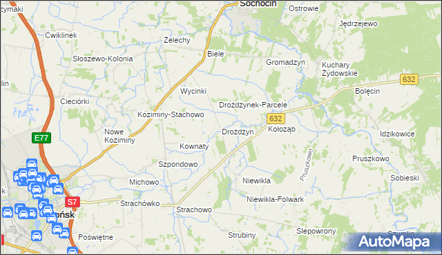 mapa Drożdżyn, Drożdżyn na mapie Targeo