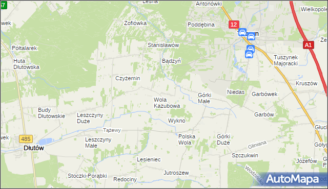 mapa Dylew gmina Tuszyn, Dylew gmina Tuszyn na mapie Targeo