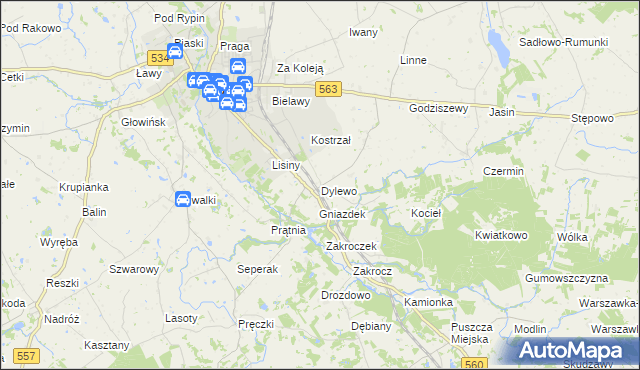 mapa Dylewo gmina Rypin, Dylewo gmina Rypin na mapie Targeo