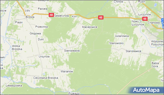 mapa Działki Brzóskie, Działki Brzóskie na mapie Targeo