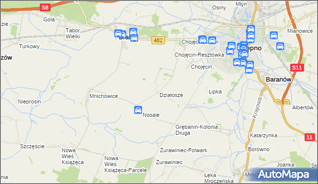 mapa Działosze, Działosze na mapie Targeo