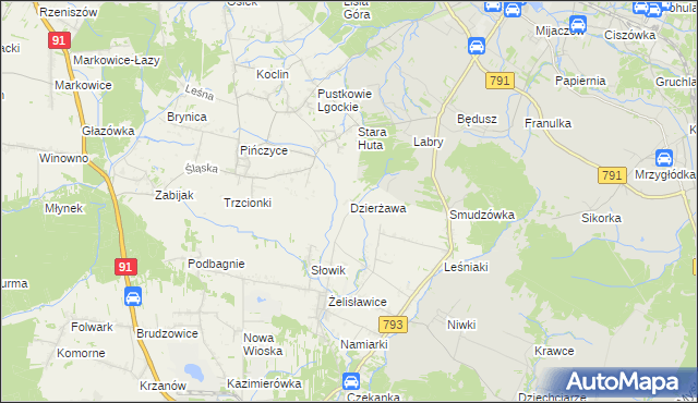 mapa Dzierżawa, Dzierżawa na mapie Targeo