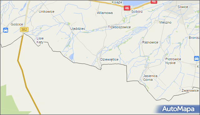 mapa Dziewiętlice, Dziewiętlice na mapie Targeo