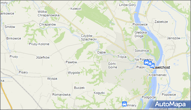 mapa Dziurów gmina Zawichost, Dziurów gmina Zawichost na mapie Targeo