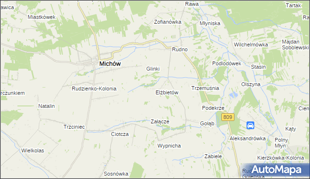 mapa Elżbietów gmina Michów, Elżbietów gmina Michów na mapie Targeo