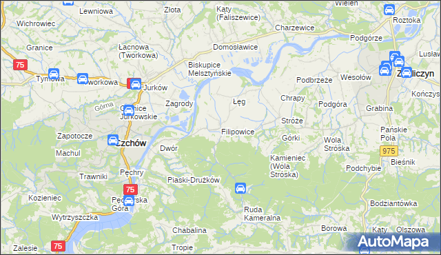 mapa Filipowice gmina Zakliczyn, Filipowice gmina Zakliczyn na mapie Targeo