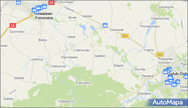 mapa Gajewo gmina Golub-Dobrzyń, Gajewo gmina Golub-Dobrzyń na mapie Targeo