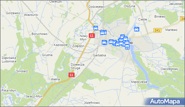 mapa Garbatka gmina Rogoźno, Garbatka gmina Rogoźno na mapie Targeo