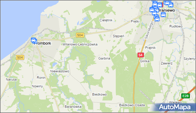 mapa Garbina, Garbina na mapie Targeo